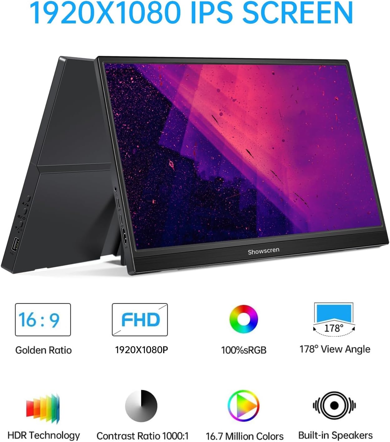 Touchscreen Portable Monitor, 15.6inch Monitor HDR IPS FHD 1920x1080 300cd/m² 10 Point Touch Display USB C/HDMI Computer Monitor with Dual Speakers for Xbox/Raspberry Pi/Laptop/PC/xbox/PS4/5