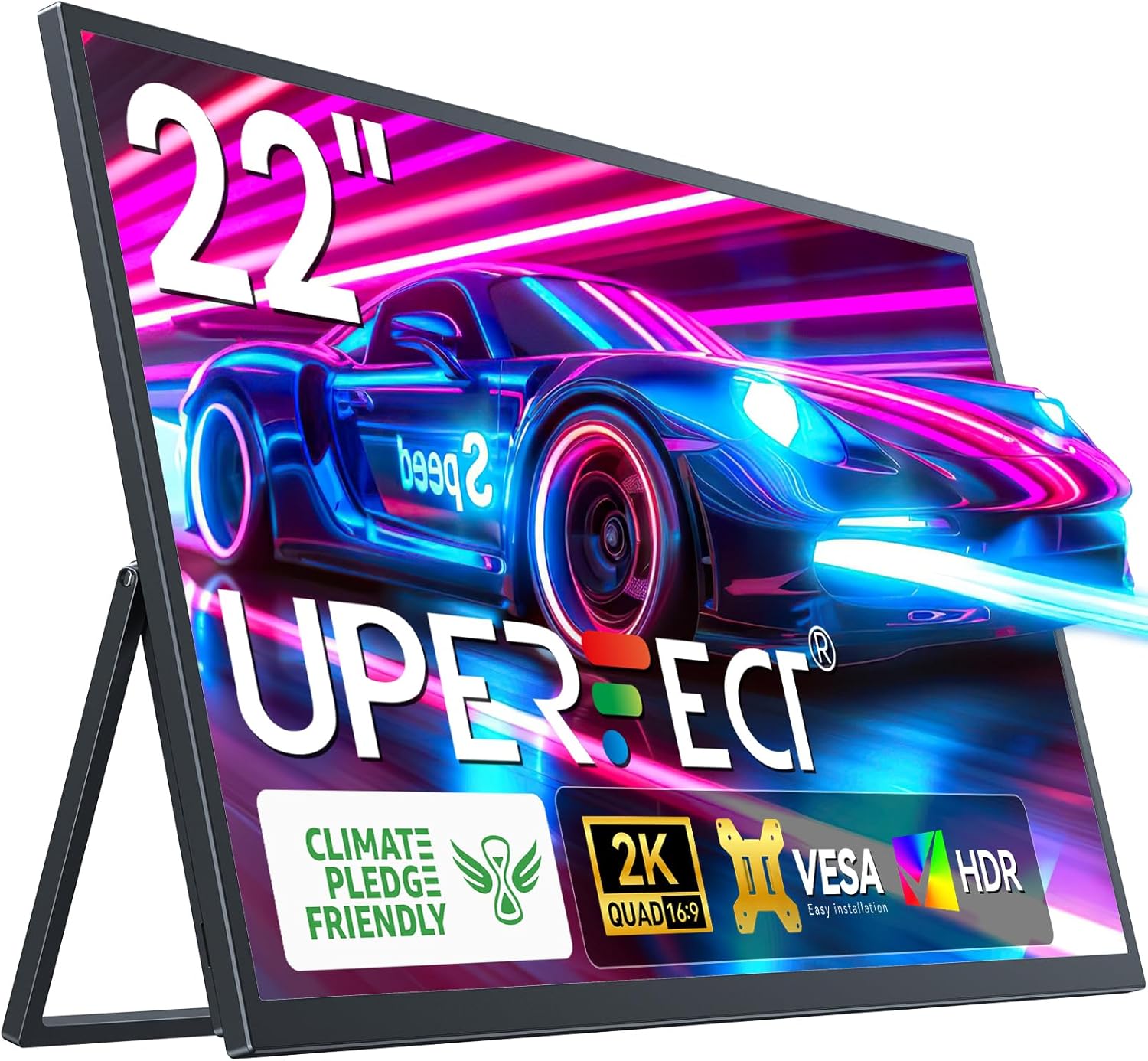 UPERFECT 21.5” 120HZ Portable Monitor w/Kickstand  VESA, Large Portable Gaming Monitor with HDMI Type C, External Dispaly for Laptops, Steamdeck, MacBook, Phones, Mini PC