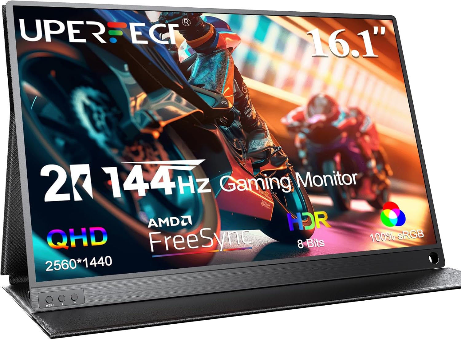 UPERFECT 2K 144Hz Portable Monitor 17.3 Inch 2560x1440P Portable Gaming Monitor Travel Monitor for Laptop HDR IPS Screen with VESA, Kickstand, Dual Speakers for PC Phone Game Console Steam Deck