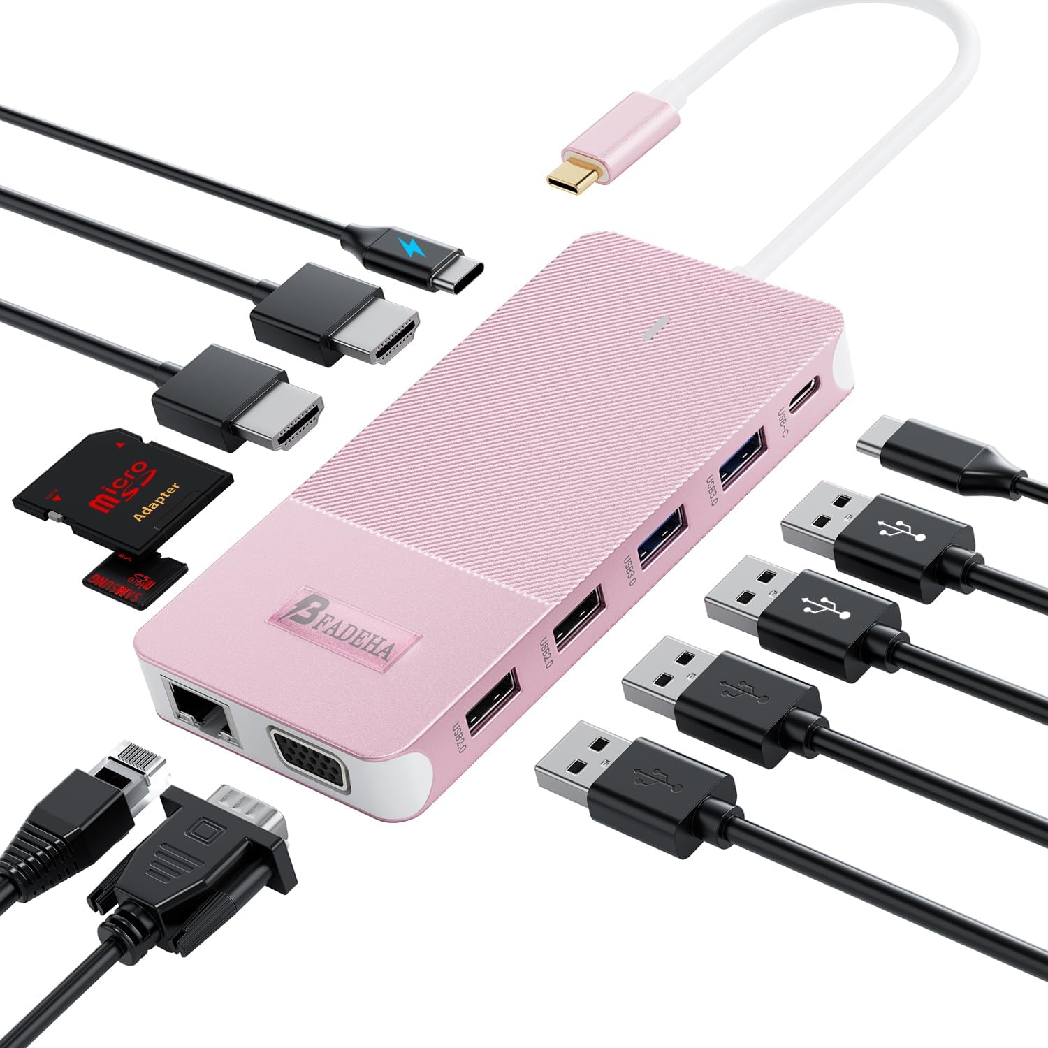 USB C Laptop Docking Station for 3 Monitors Max - 12 in 1 USB C Hub with 2 HDMI +1 VGA +10Gbps USB C, USB*6, 100W PD, Ethernet, SD/TF, Portable and User-Friendly for MacBook/Dell/HP/Surface.etc