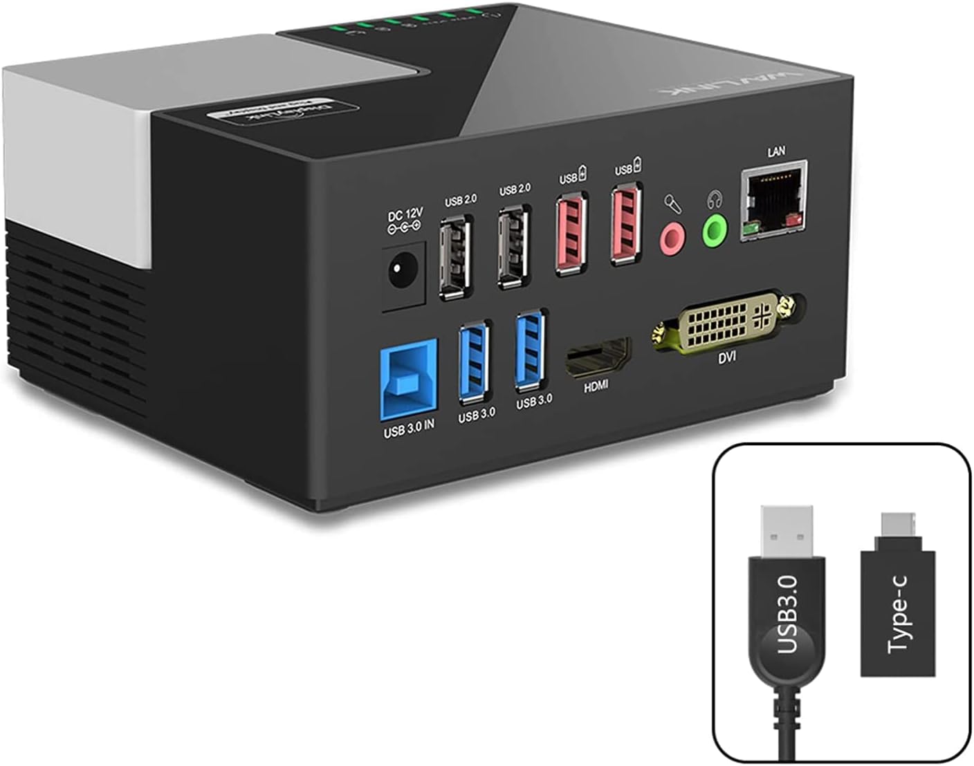 WAVLINK DisplayLink Laptop Docking Station - Quad Monitor 5K/4K@60Hz, 100W Charging - Thunderbolt 4/3, USB-C/A - M1 M2 Mac/Windows/Chrome/Ubuntu - 4 HDMI, 4 DP, 180W Power, SD 4.0 CR, 2.5Gbps LAN