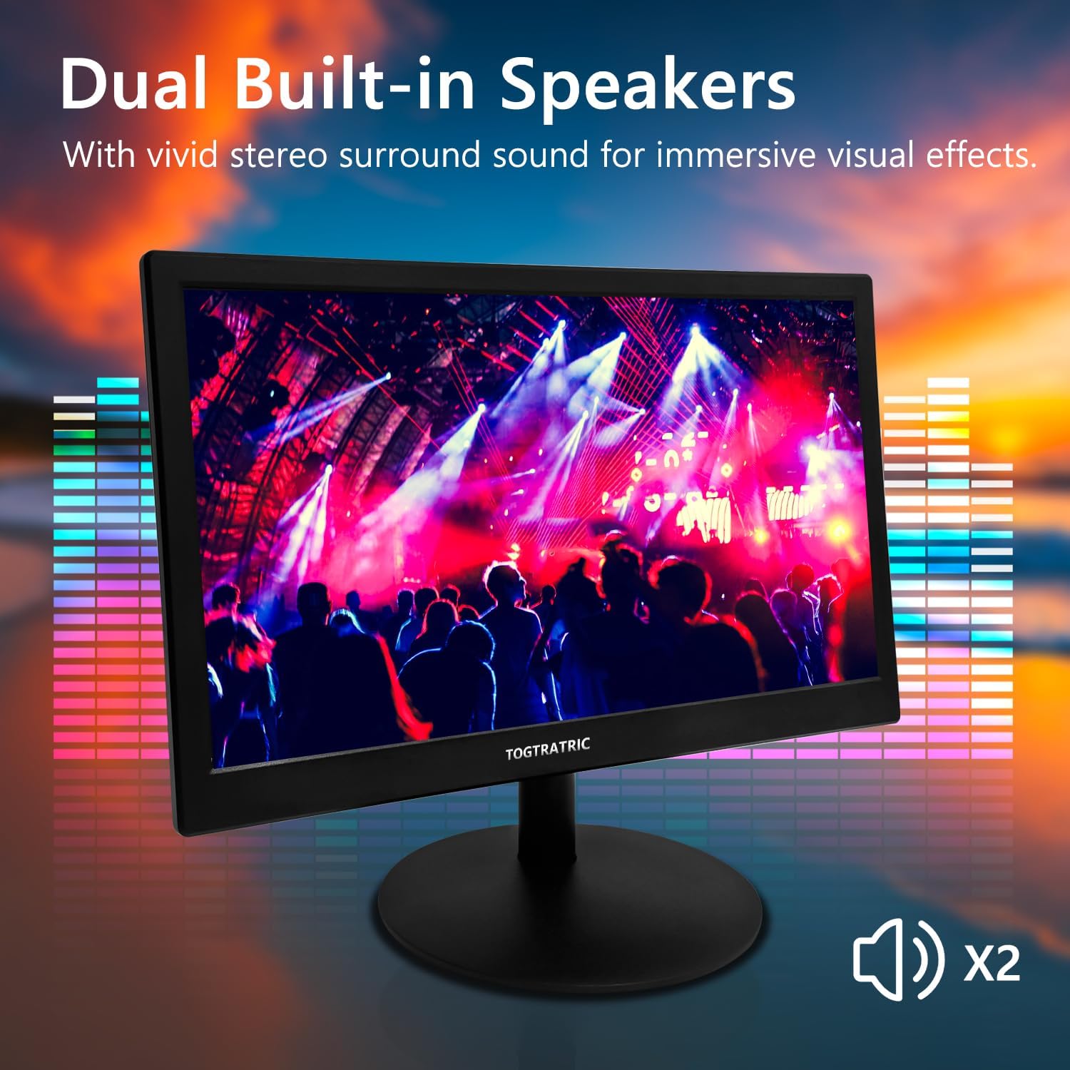 15.6 Inch Small PC Monitor FHD 1920x1080P, Built-in Speaker, 300cd/m², HDR, 72% NTSC Portable LED Monitor, HDMI, VGA, VESA Supports, Mini Desktop Display Secondary Monitors for Laptop PS4 PC