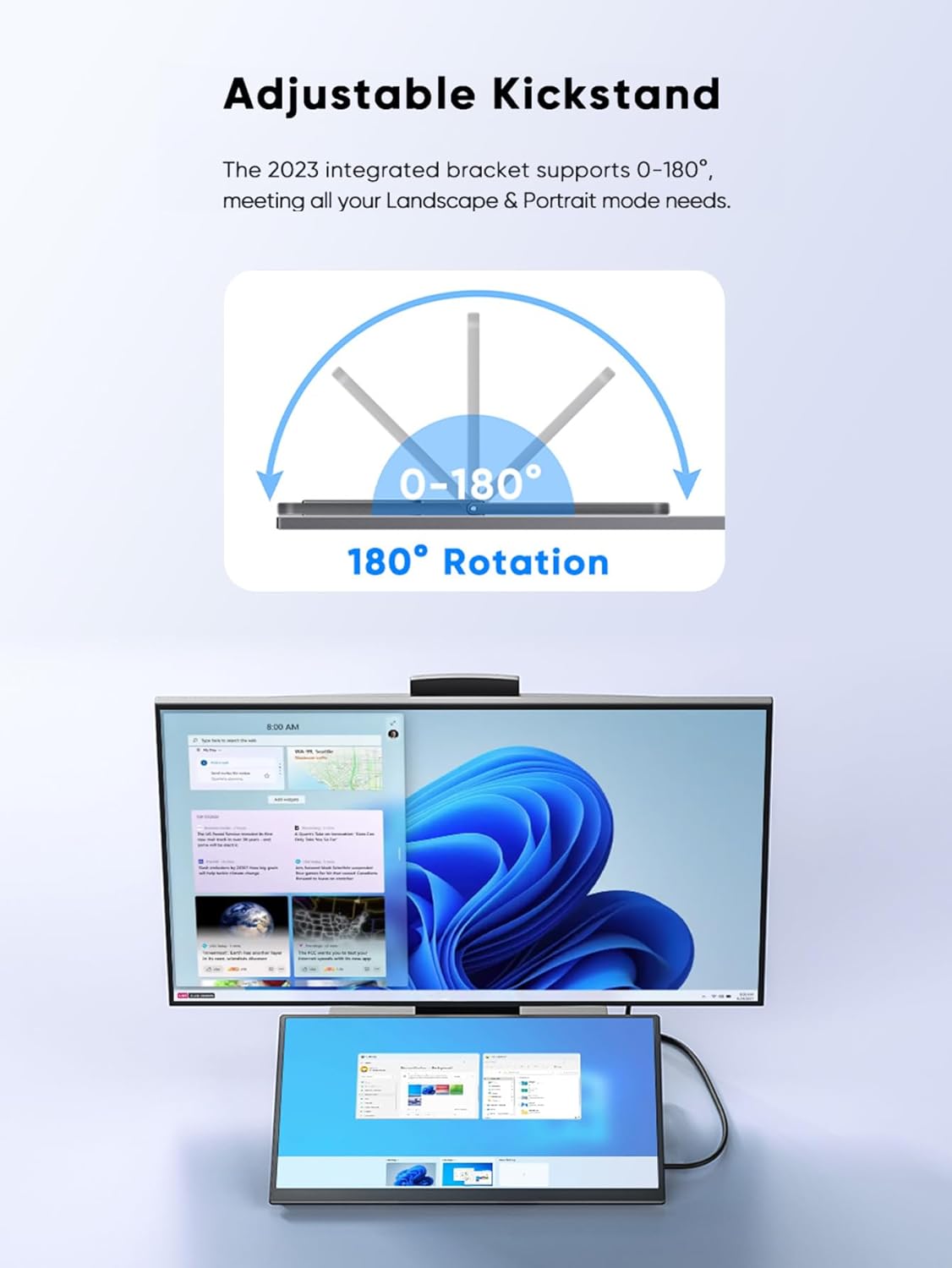 18.5 Full HD Portable Monitor with Smart Cover  HDR, USB-C and HDMI Connectivity - Ideal for Laptop, PC, Phone, Mac, Gaming, and Travel