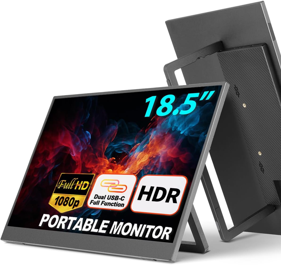 18.5 Full HD Portable Monitor with Smart Cover  HDR, USB-C and HDMI Connectivity - Ideal for Laptop, PC, Phone, Mac, Gaming, and Travel