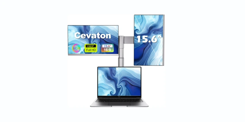 Cevaton Laptop Screen Extender, 15.6 FHD 1080P IPS Portable Monitor Fit for 13-17 Inch Laptop