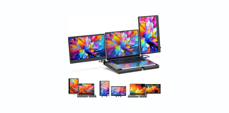 F3 Triple Portable Monitor 14 - 360 Rotation Screen Extender With Stand