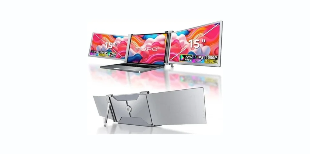 FOPO 15 Inch Laptop Monitor Extender, 1080P Full HD Triple Portable Monitor