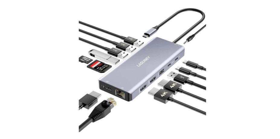 LASUNEY USB C Laptop Docking Station Dual Monitor