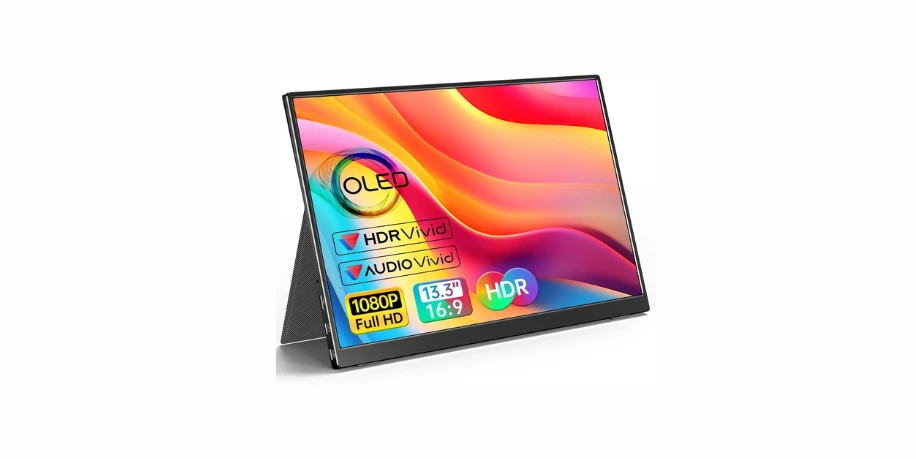 VILVA OLED Portable Monitor for Laptop - 13.3 1080P FHD Display USB-C HDMI Laptop Monitor