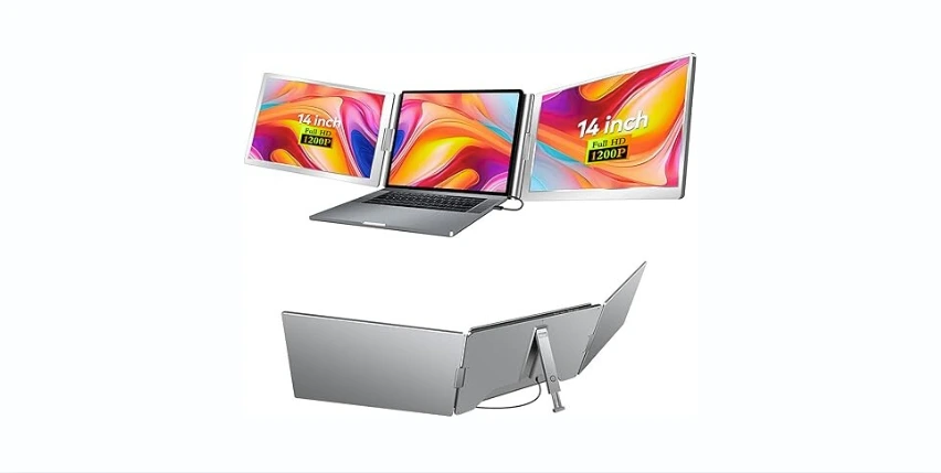 WGK Triple Portable Monitor, FHD 1200P IPS Laptop Monitor Extender Full Function