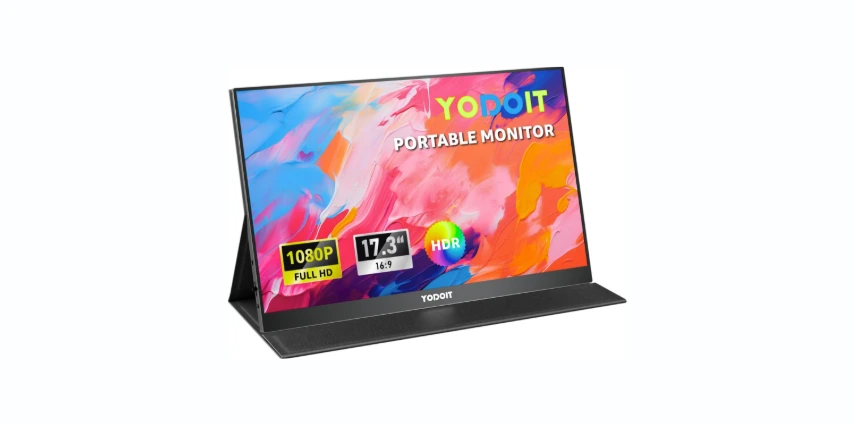Yodoit Portable Monitor for Laptop 1920×1080 17.3 Inch Travel Monitor FHD Screen IPS Display