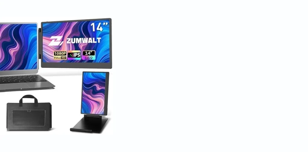 ZUMWALT Portable Laptop Screen Monitors Extender - 14 Inch 1080P FHD Portable Monitors