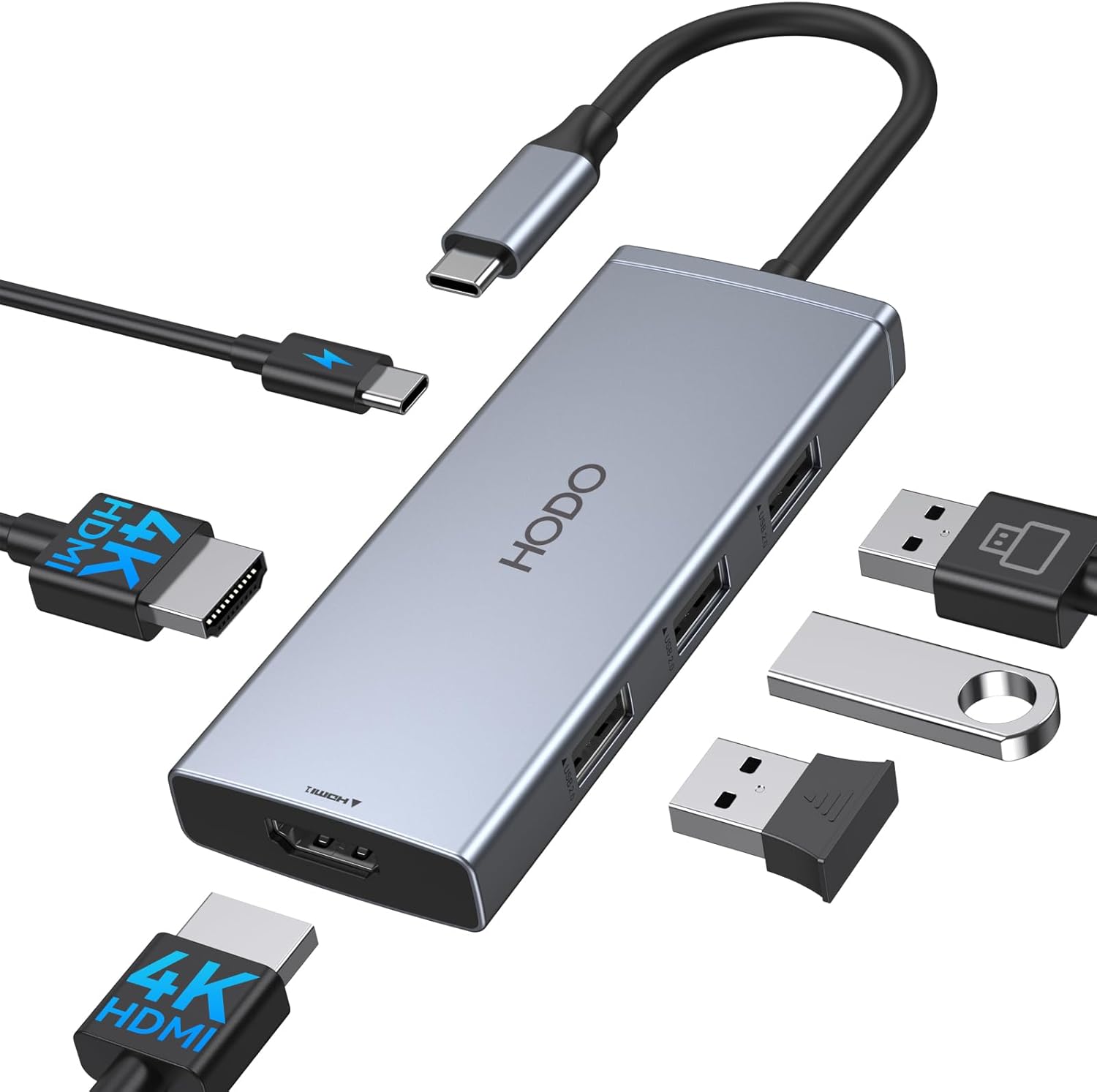 Docking Station to Dual HDMI Monitors Adapter, USB C to Dual HDMI Adapter 4K 60 Hz for Laptops Docking Station Dual Monitor with PD, 3 USB Port,Button Compatible for HP Elitebook,Dell XPS 13 15 etc