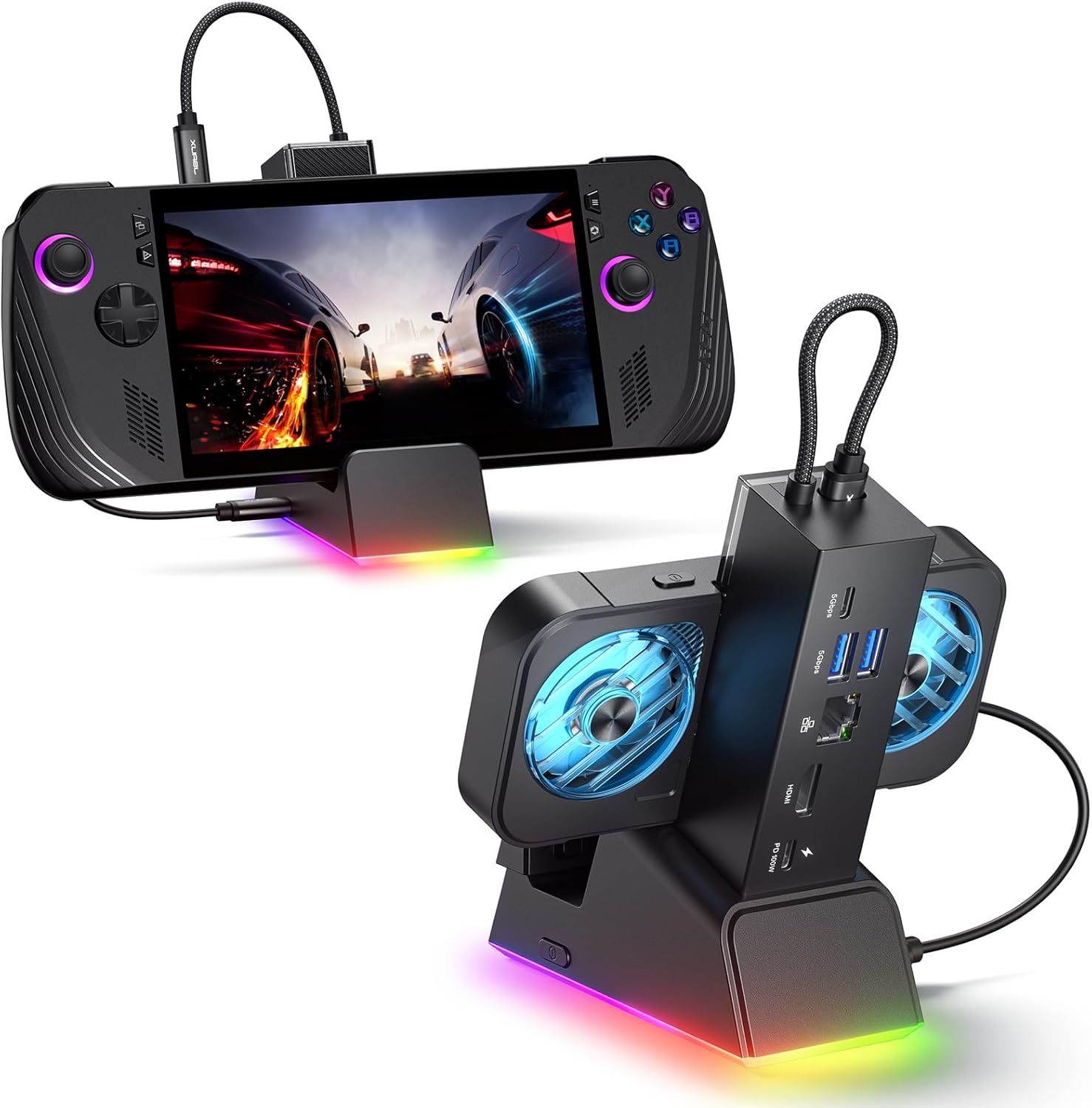 JSAUX Docking Station Compatible with ROG Ally X/ROG Ally/Steam Deck/Legion Go/Legion Go S, 6-in-1 ROG Ally X Dock with HDMI 4K@120Hz, Gigabit Ethernet, USB A  USB C 3.2 Gen 1, 100W Charging - HB0609