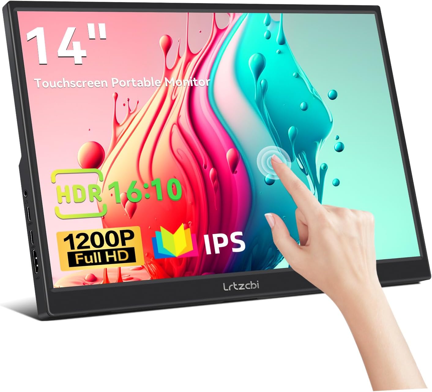 Portable Monitor Touchscreen 14 inch, IPS Touch Screen Monitor 1920x1200 Display with USB C HDMI for Laptop/PC/Phone/Xbox/Switch/PS4/Raspberry pi, Computers Monitors