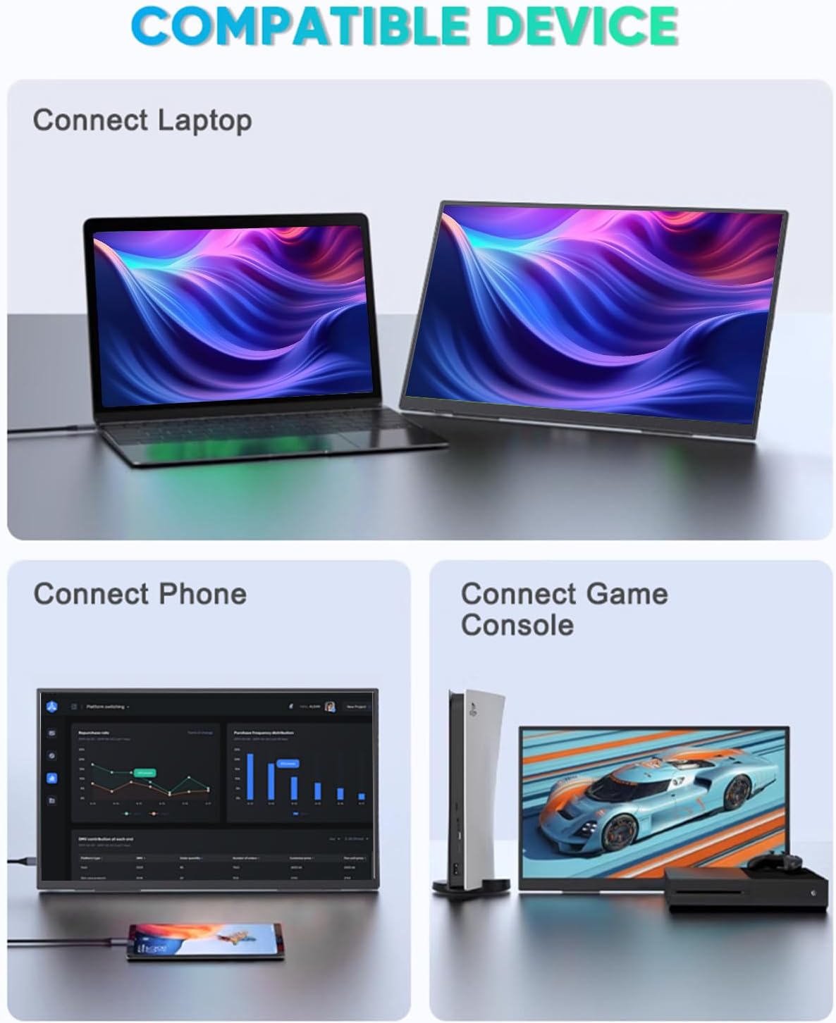 18.5 Full HD Portable Monitor with Smart Cover  HDR, USB-C and HDMI Connectivity - Ideal for Laptop, PC, Phone, Mac, Gaming, and Travel