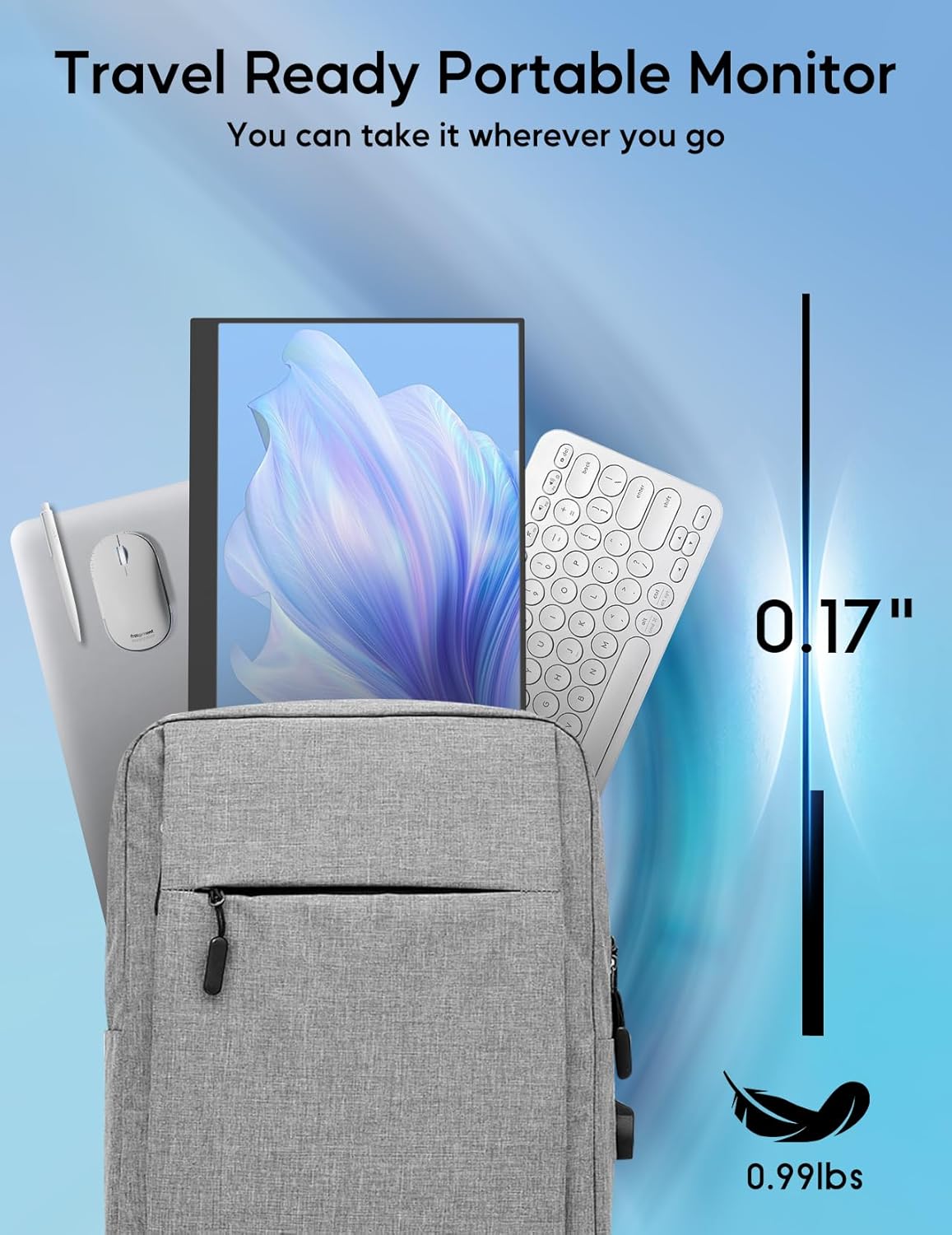 4K Portable Monitor, 13.3 3840 * 2160 IPS for Laptop, Slim Lightweight HDR Travel USB-C HDMI Gaming Monitor With Smart Cover for Laptop PS5/4 Xbox Switch