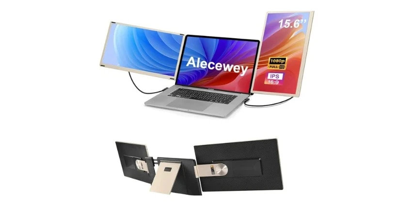 Alecewey Laptop Screen Extender, 15.6 inch Triple Screen Laptop Monitor Extender