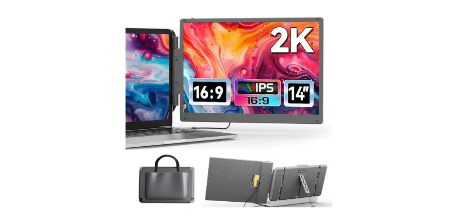 Cenerius 2K Ultra-Clear Laptop Screen Extender, 14 Inch IPS Quad High Definition
