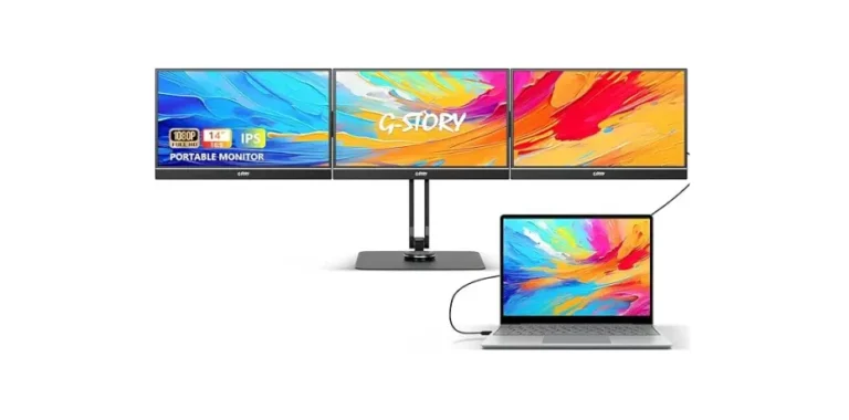 G-STORY Triple Laptop Screen Extender 14 Inch, 1080P Full HD 3 Monitor Quad Screen Extender for Laptops