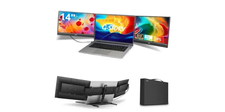 G-STORY Triple Laptop Screen Extender, 14 inch FHD 1080P Portable Laptop Extended Monitor