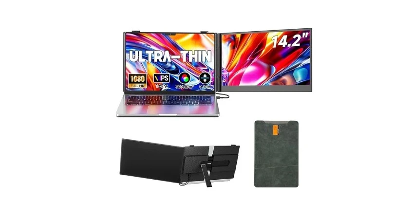 Laptop Screen Extender 0.17 inch Ultra-Thin, 14.2 inch FHD 1080P IPS Portable Monitor for Laptop