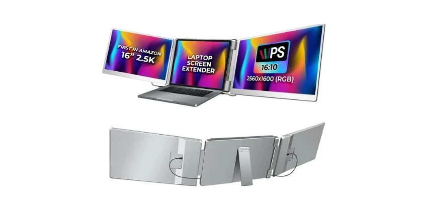 Laptop Screen Extender for Triple Display - 16 Inch QHD 2500P Portable Monitor