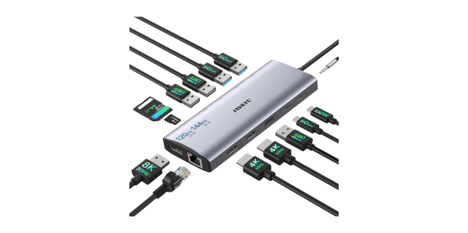 Triple Monitor Docking Station, 14-in-1 USB C Hub
