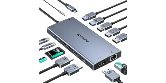 USB C Laptop Docking Station with 2 HDMI 4K@60HzDP 8K@30Hz for Dell HP Thinkpad Surface