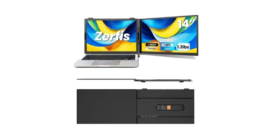Zerfis Laptop Screen Extender, Ultra-Thin 14 inch FHD 1080P Portable Monitor for Laptop