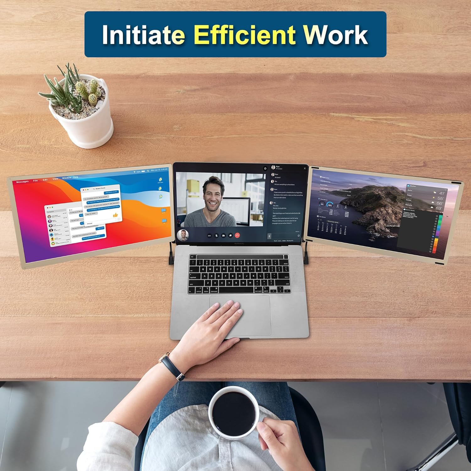 Alecewey Laptop Screen Extender, 15.6 inch Triple Screen Laptop Monitor Extender FHD 1080P HDMI Detached Extended Portable Dual Monitor for 12-17 Laptops with Window,Mac,Android