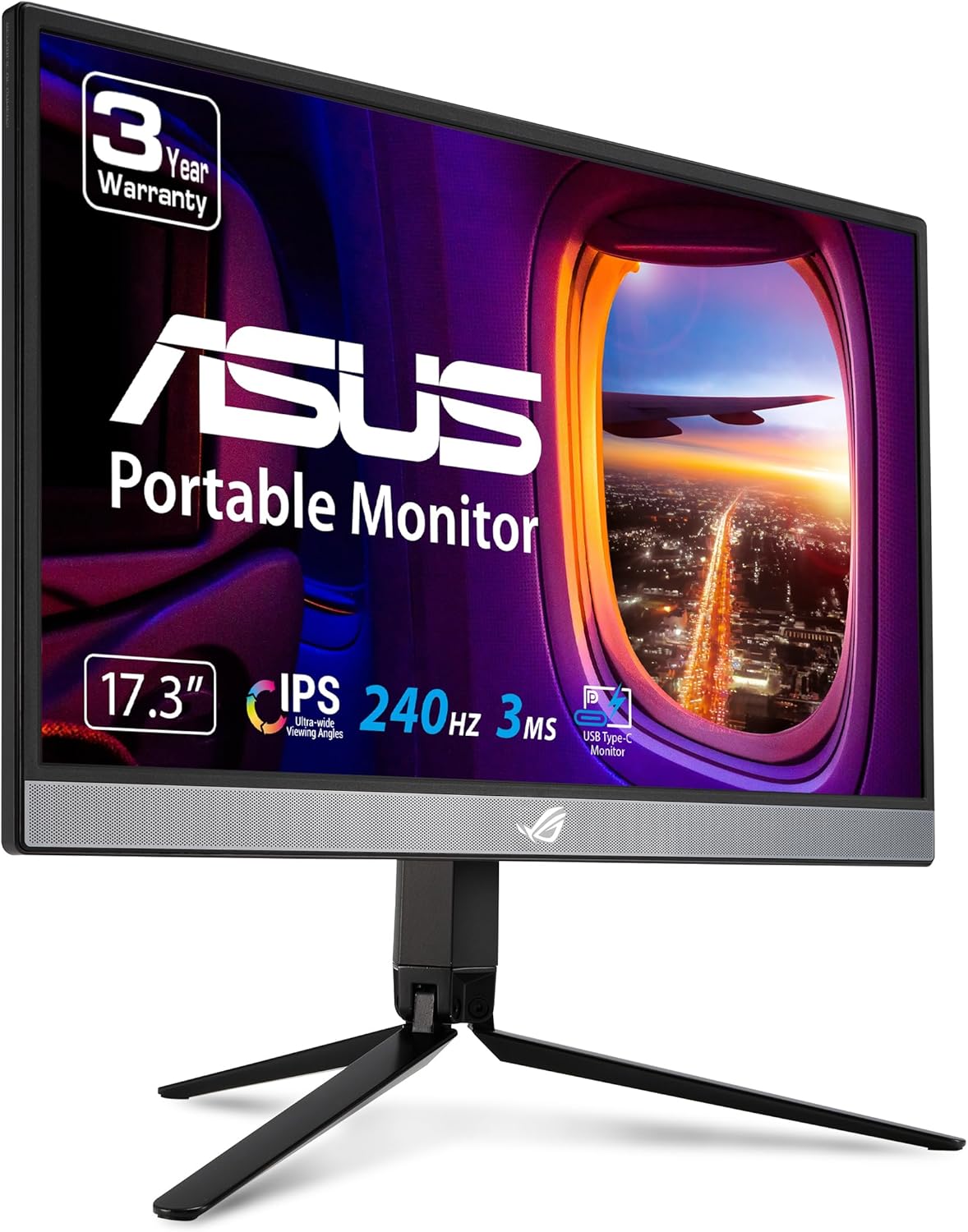 ASUS ROG Strix 17.3 1080P Portable Gaming Monitor (XG17AHP)-FHD, IPS, 240Hz, Adaptive-Sync, Built-in Battery, ROG Bag, Tripod Stand, USB Type-C, Micro HDMI for Laptop, PC, Console, 3-Year Warranty