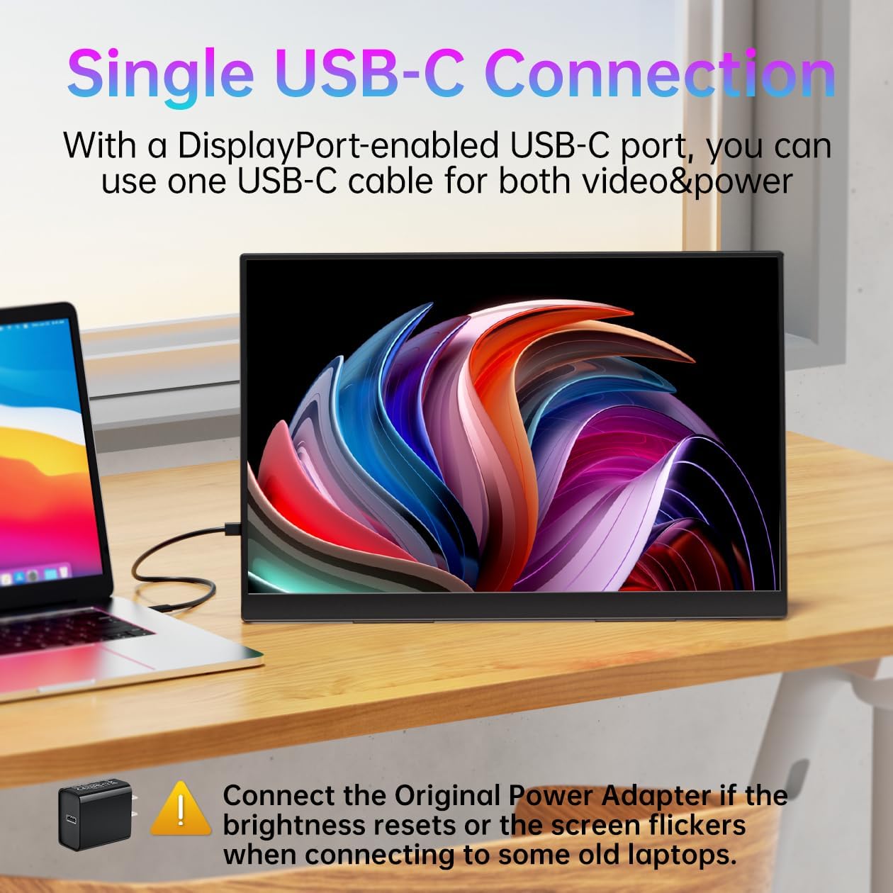 cocopar Portable Laptop Monitor 15.6 Inch 1080P FHD HDMI USB-C Travel Monitor for Laptop MacBook Surface PC Xbox PS5 w/Cover Case Speakers