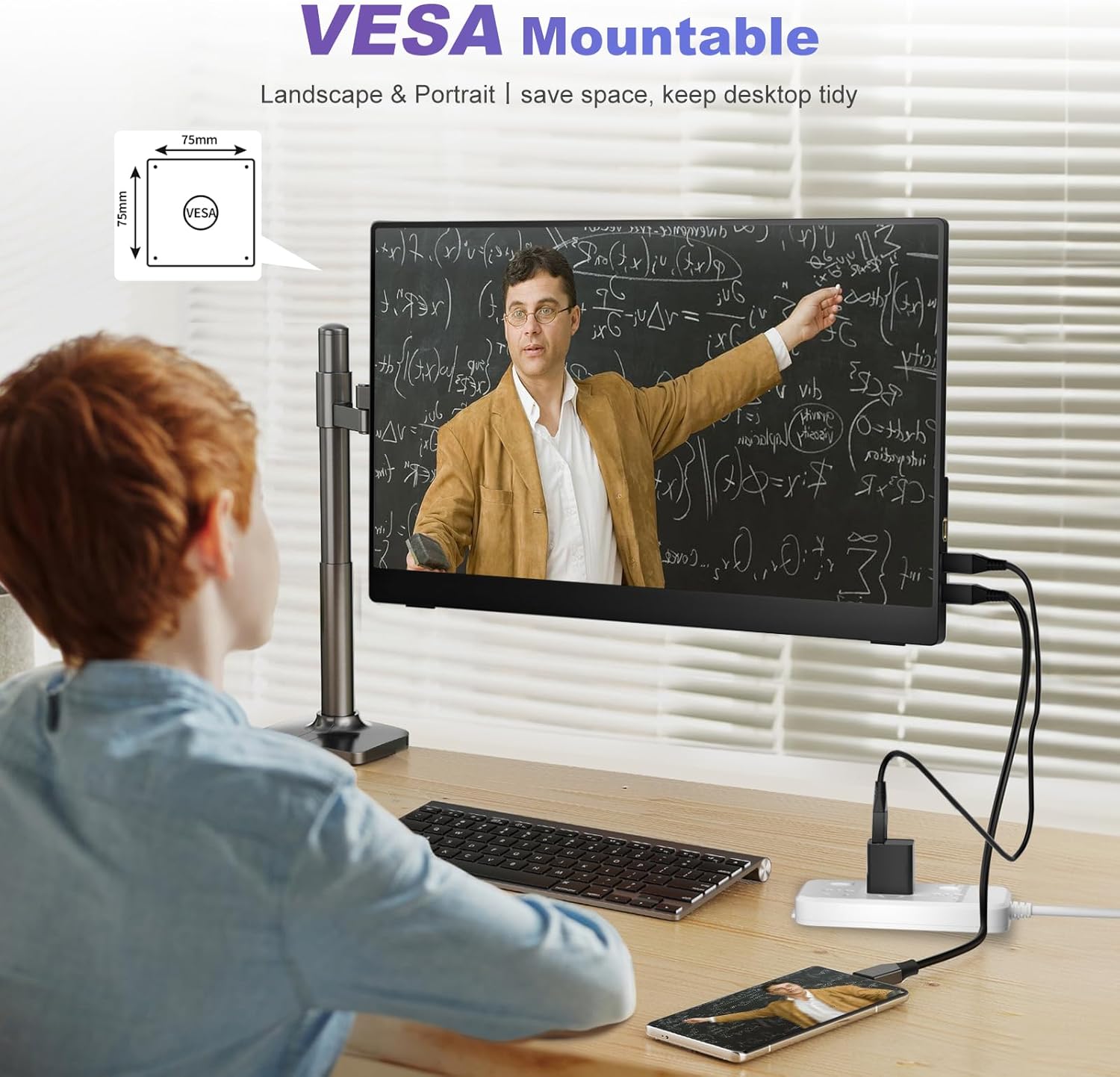 Dual Portable Monitor, 15.6 1080P FHD IPS Folding Stacked Triple Laptop Screen Extender, USB-C Plug  Play Travel Extended Computer Display for Laptop PC Windows Mac w/Stand  VESA Mountable