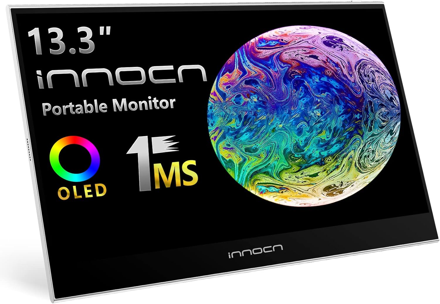 INNOCN Portable Monitor 13.3 OLED Full HD 1080P 100% DCI-P3 1MS 100000:1 USB C Plug Play Second Computer Display Mini HDMI Travel Monitor Photo Video Editing for Laptop MacBook PC Console