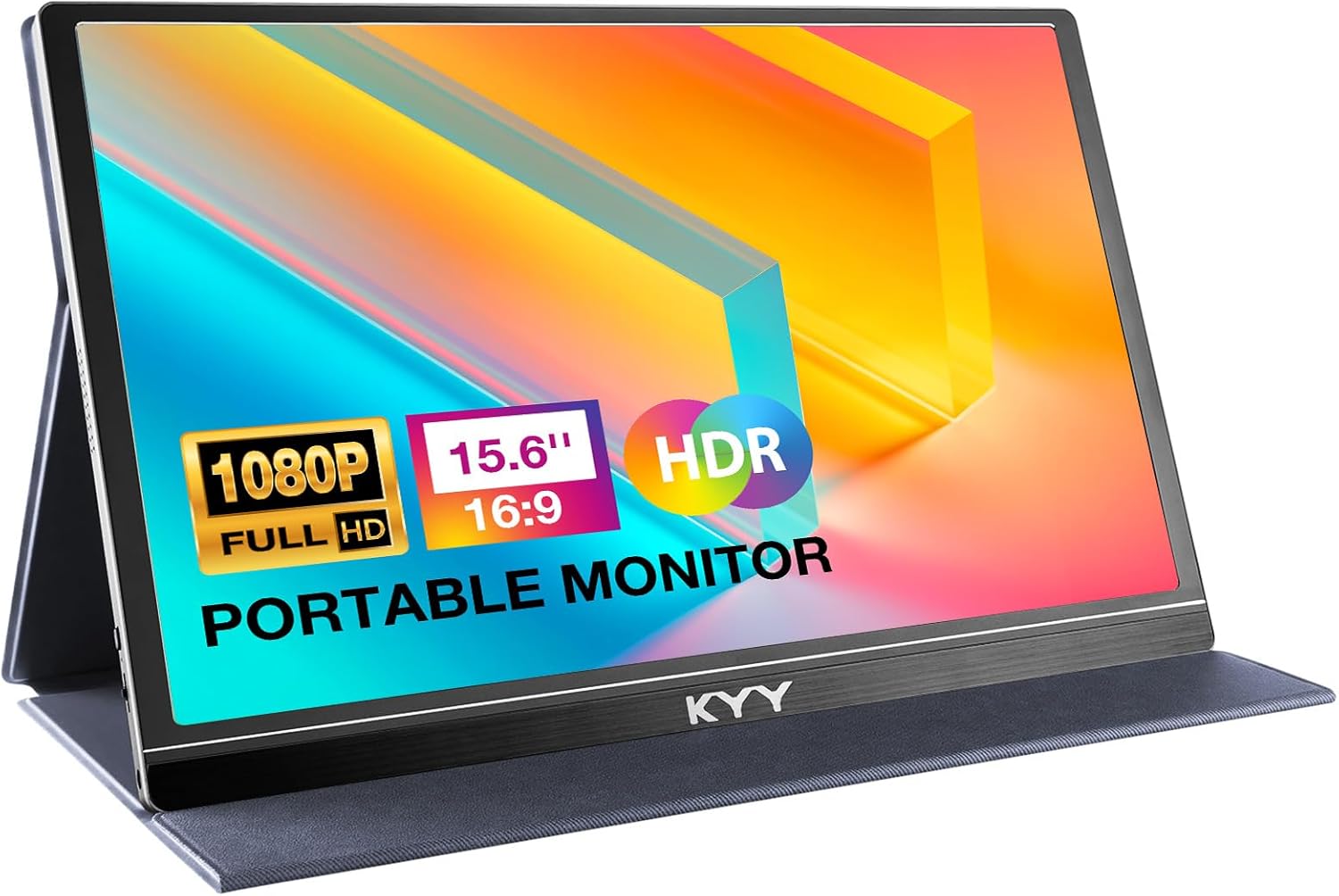 KYY 14 Portable Triple Monitor - Laptop Screen Extender with Full HD IPS Display, Compatible with Mac, Windows, Chrome, Fits 12-16 Inch Laptops