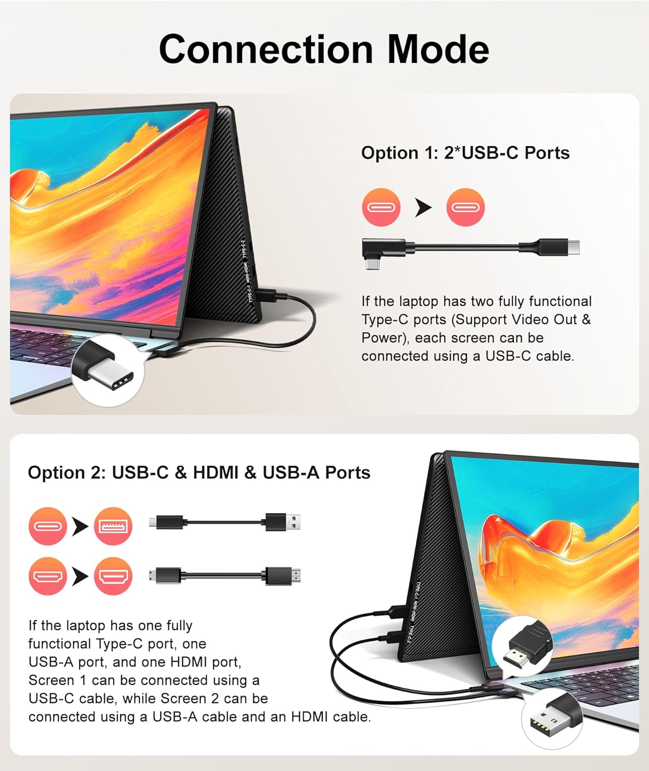 Laptop Screen Extender, 14 FHD 1080P Triple Portable Monitor, Plug  Play Screen Extender, Auto Adjust Width Dual Monitor for 13 - 17 Laptops, Compatible with MacOS/Wins/Chrome/Dex