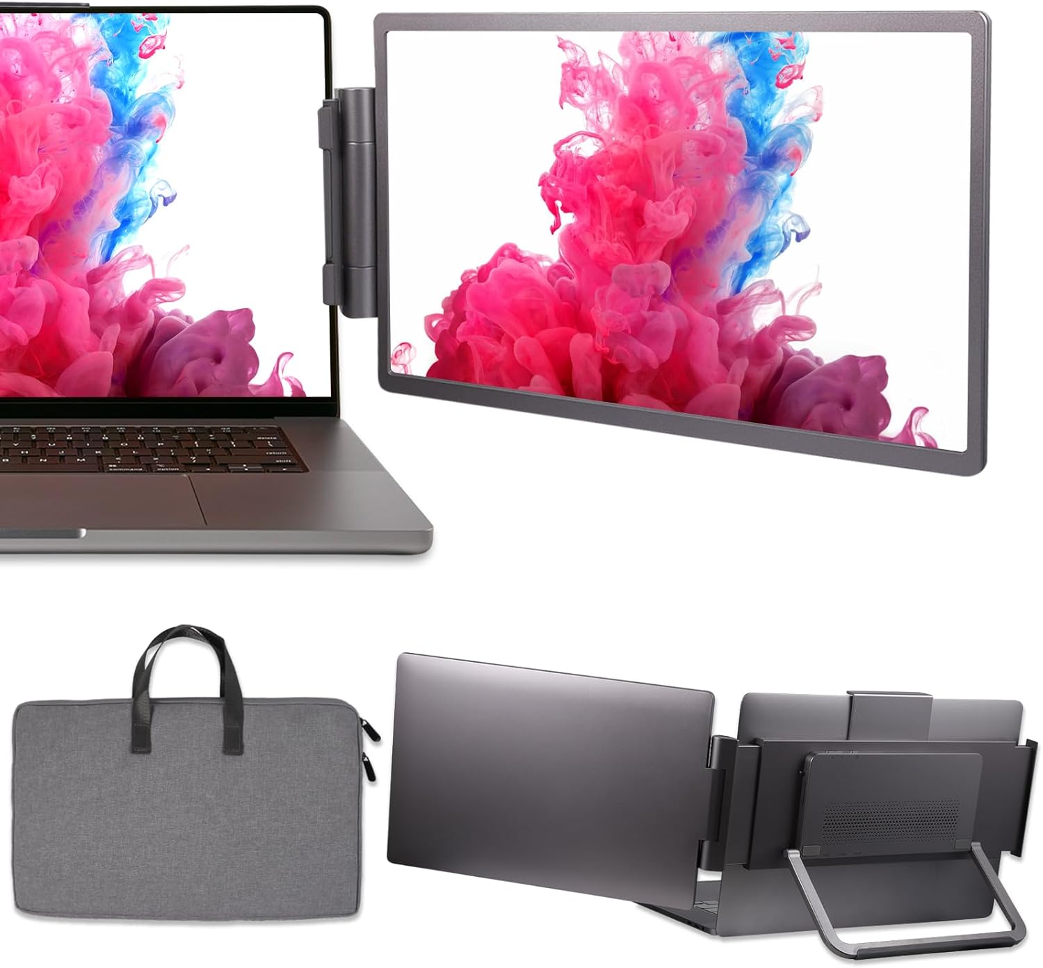 Laptop Screen Extender 14 inch, 1080P IPS Laptop Monitor Extender, 280° Rotation Portable Monitor for 13-17.3 with USB-C/HDMI Port, Plug-Play Dual Screen Portable for Windows/Mac/Android