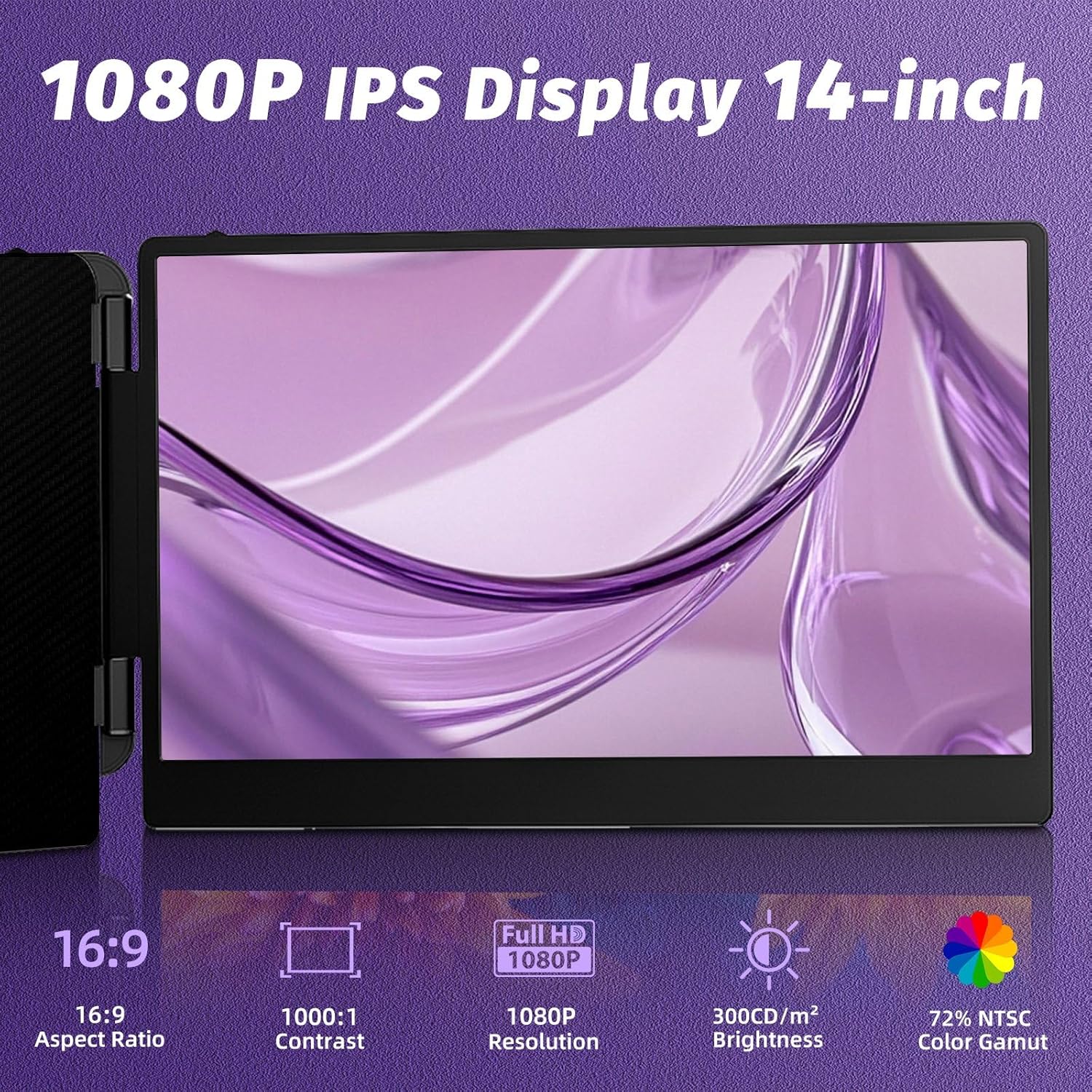 Laptop Screen Extender Monitor Portable - 14 inch IPS FHD 1080P Extended Dual Monitor for 13-17 Laptops Type-C/HDMI/USB-A Compatible with Windows Mac Travel Work