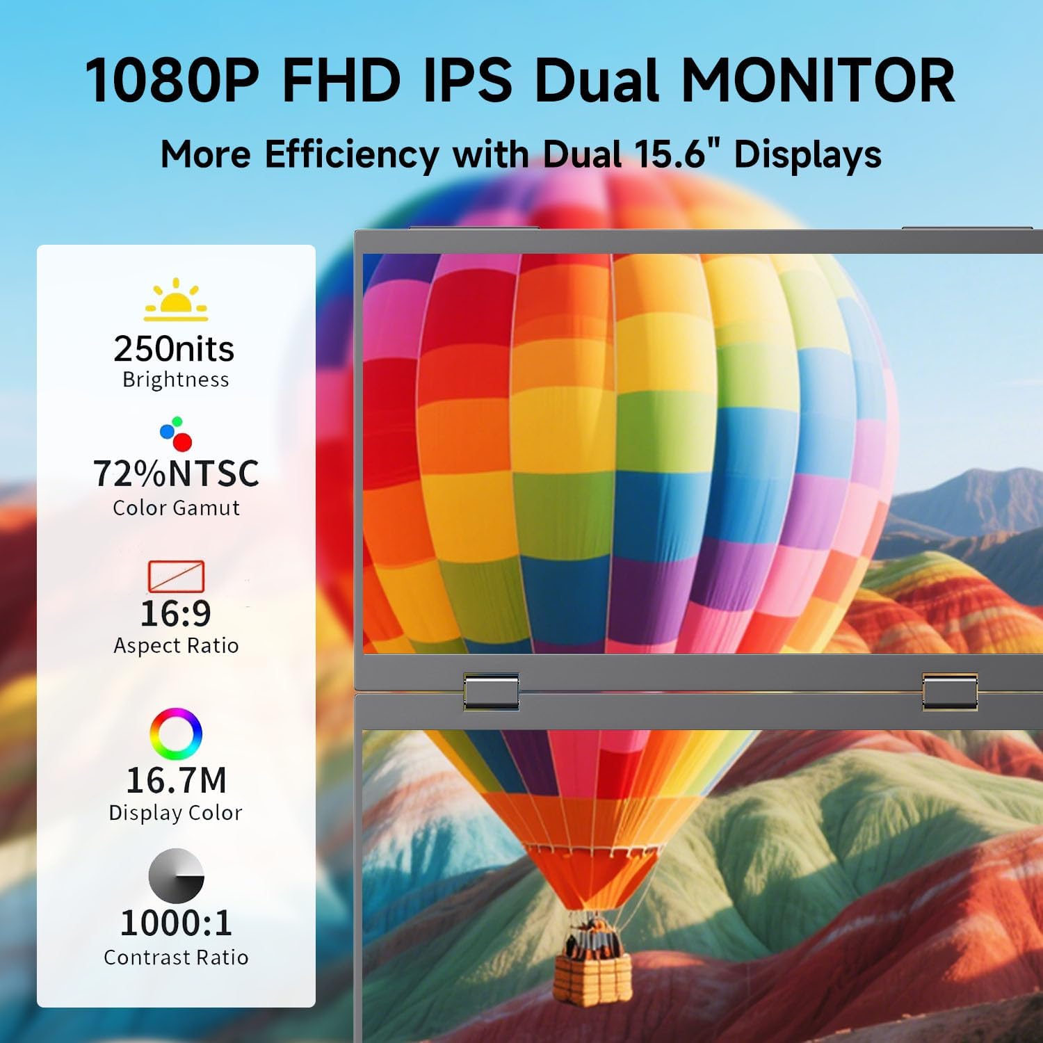 Portable Monitor 15.6 Inch 1080P FHD IPS Gaming Display Monitor with USB-C  HDMI, Ultra-Slim External Second Screen with Smart Cover  Speakers for Laptop, Xbox，PC, Mac, Phone, PS5, Switch