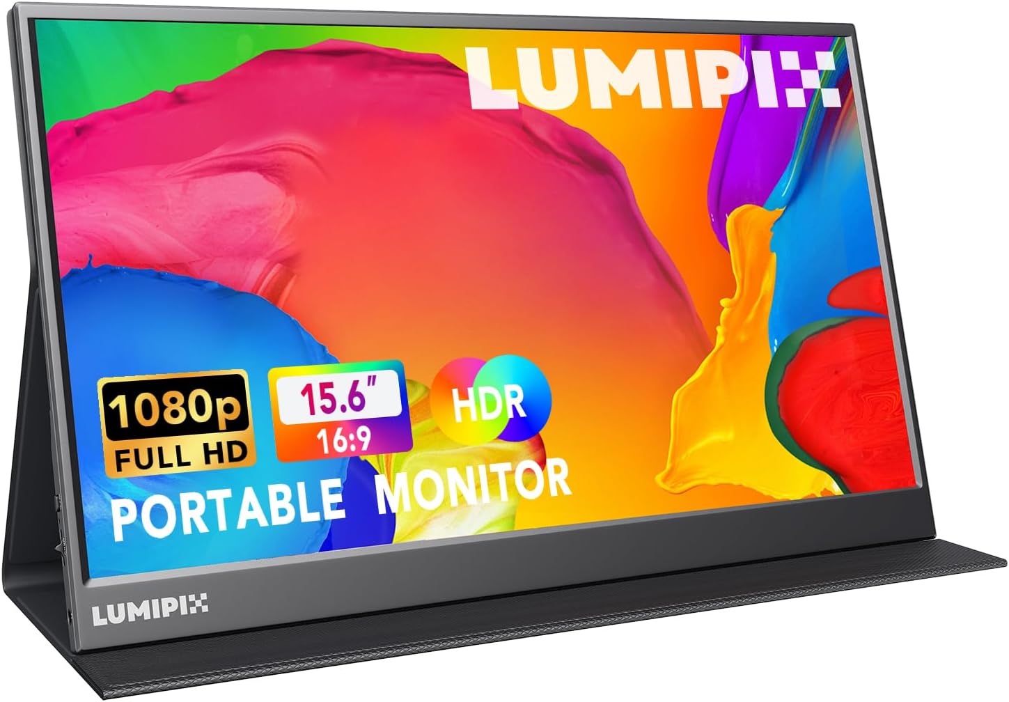 Portable Monitor 15.6 Inch 1080P FHD IPS Gaming Display Monitor with USB-C  HDMI, Ultra-Slim External Second Screen with Smart Cover  Speakers for Laptop, Xbox，PC, Mac, Phone, PS5, Switch