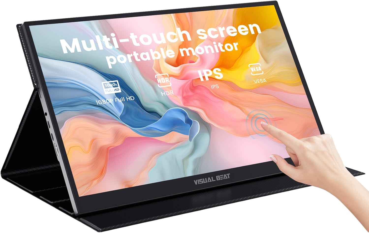 Portable Touch Screen Monitor 17.3 1080P IPS USB-C Extended Display with Smart Cover, USB2.0, HDMI, Dual Speakers, VESA - for Laptop, PC, Mac, Phone, PS3/4/5, Xbox, Switch.
