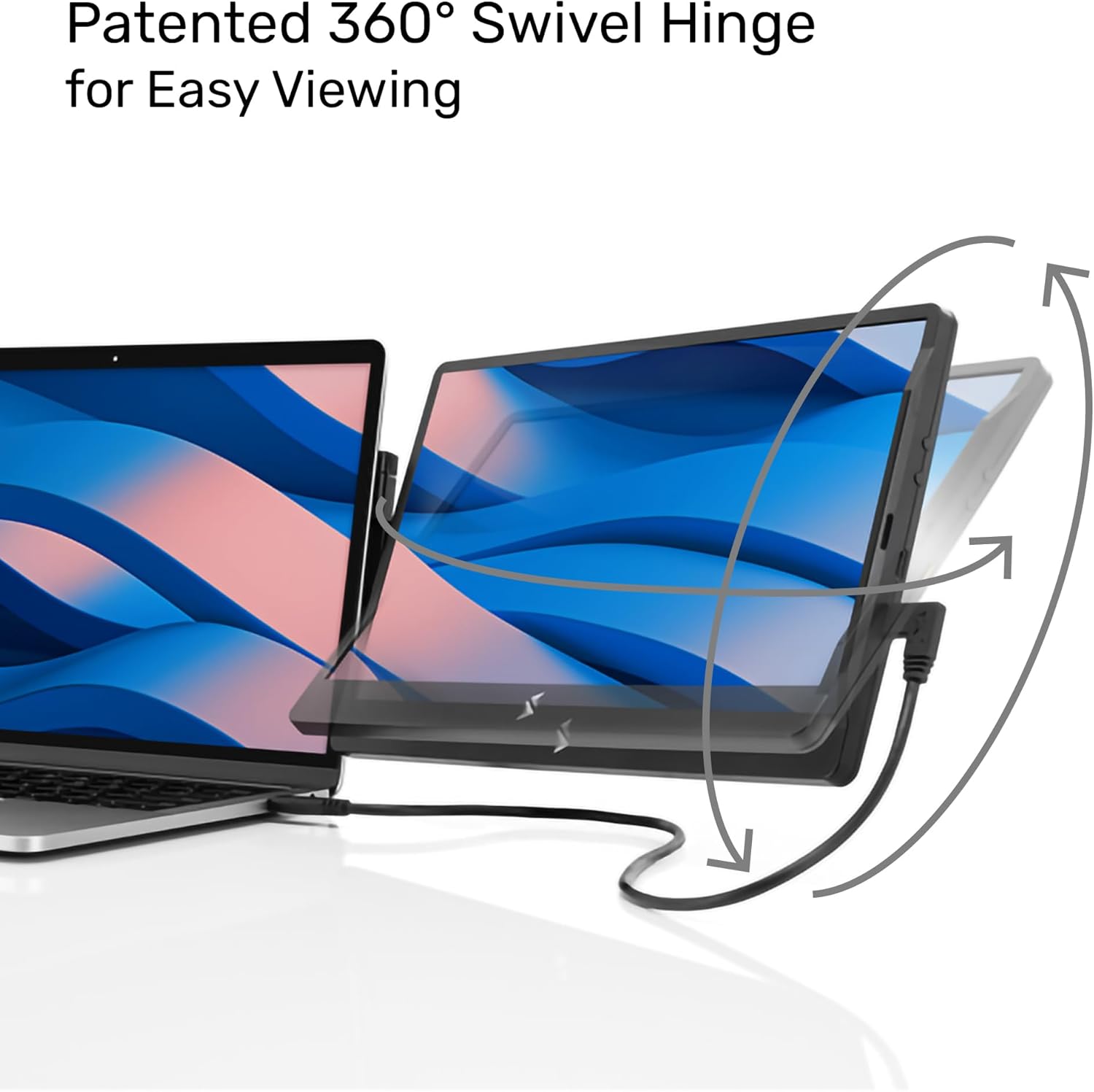 SideTrak Swivel 12.5 Portable Monitor for Laptop, Patented Swivel Hinge, Laptop Screen Extender | FHD Dual Screen w/Kickstand, USB or HDMI, Mac, PC, Chromebook Compatible (Single Monitor)