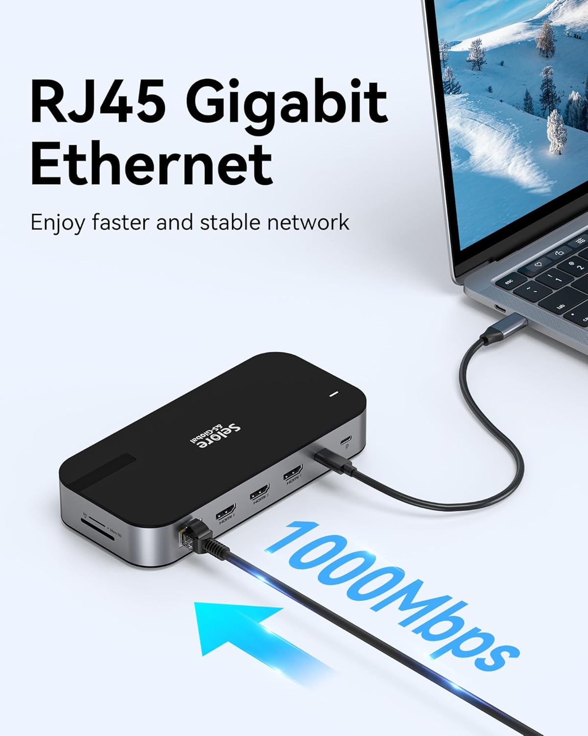 USB C Docking Station Dual Displayport Monitor, USB C Hub Displayport with 2 DP, HDMI, VGA, PD Charging, USB AC 2.0 Ports Multi Monitors Adapter for Dell/HP/Lenovo, etc