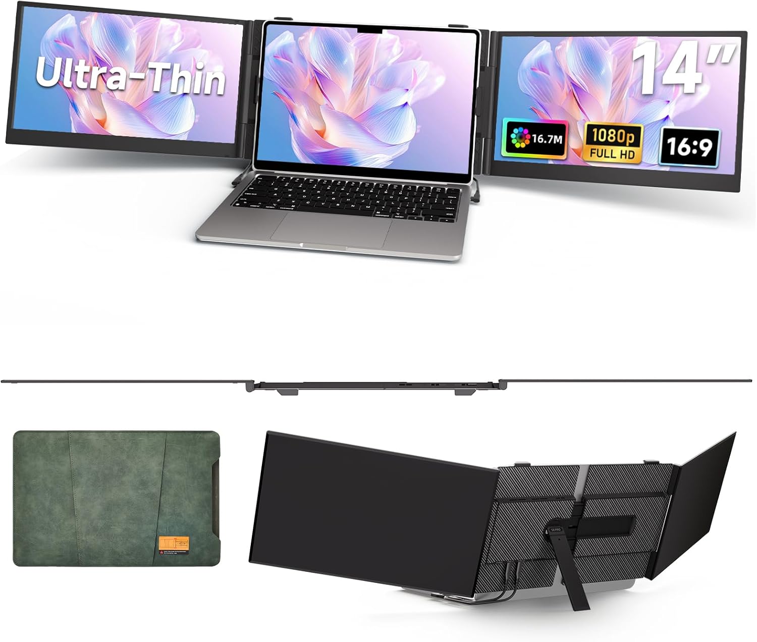 14 Laptop Screen Extender - Ultra Light 1.31lbs Portable Monitor for Laptop FHD 1080P Plug  Play Travel Dual Monitor for Windows/Mac Laptops