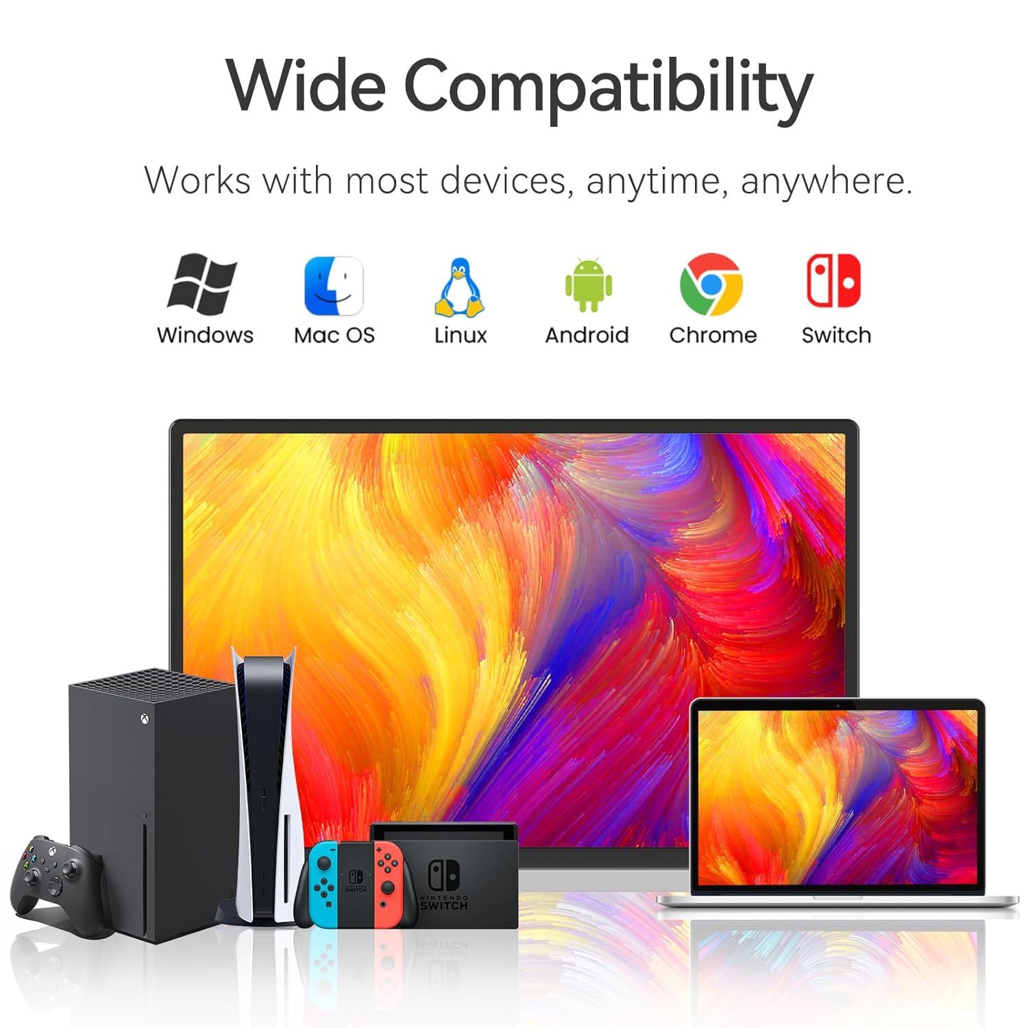 16 2.5K Portable Monitor - QHD Laptop Screen Extender 100% sRGB Wide Color HDMI/USB C/USB A Travel External Display Stand Gaming Monitor for PC Windows MAC Computer Switch Phone Xbox PS4/5
