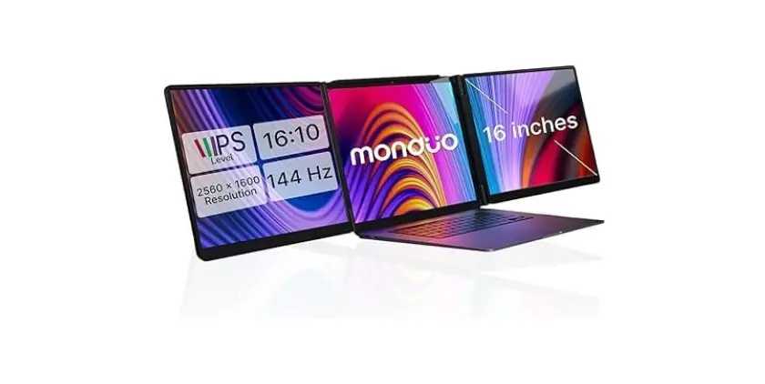 16 inch Pro Triple Laptop Screen Extender, Dual 16 inch 2k Portable Monitors, 144Hz, 100 DCI-P3, Compatible with 16 Inch MacBook Pro M1, M2, M3, M4 & Windows Laptops, for Gaming, Creators, & Professional