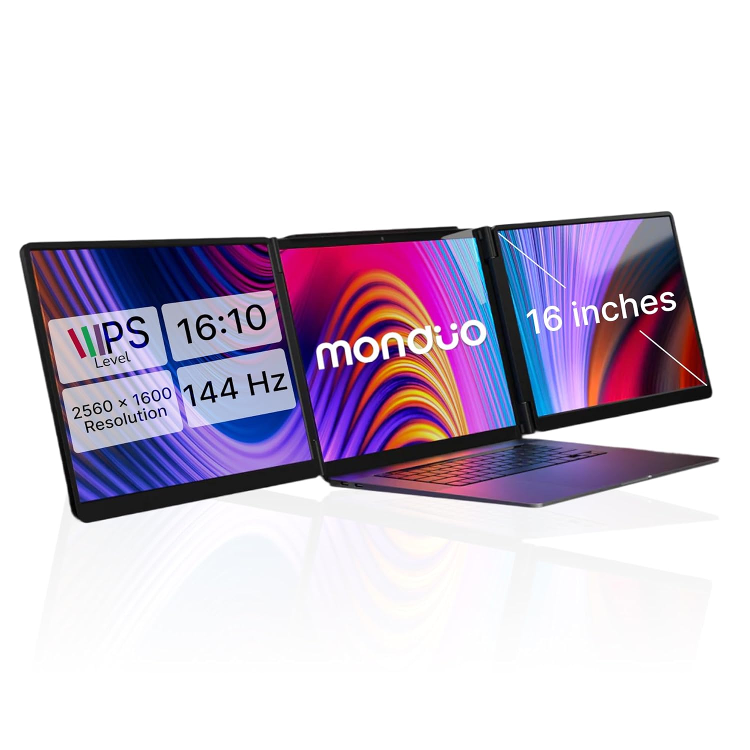 16 Pro Triple Laptop Screen Extender, Dual 16 2k Portable Monitors, 144Hz, 100% DCI-P3, Compatible with 16 MacBook Pro M1, M2, M3, M4  Windows Laptops, for Gaming, Creators,  Professional