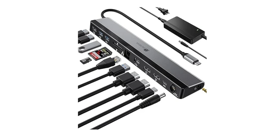 2025 Updated Universal Docking Station 100W PD Charger - Supports 3 Displays