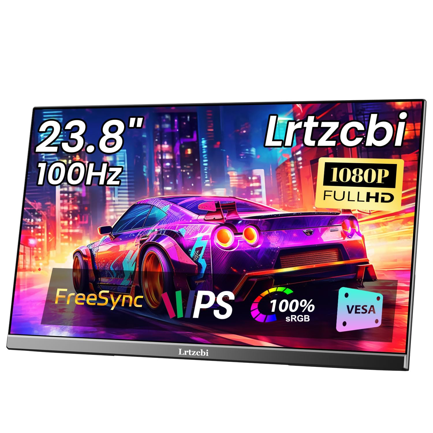 23.8 Portable Monitor, 100Hz FHD 1080P IPS Laptop Display 100% SRGB with USB C HDMI Large Screen Computer Monitor, Adjustable Stand for Laptop PC Mac Phone, Windows Gaming Work